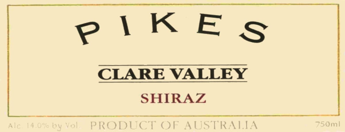 Pikes Clare Valley Shiraz 2002 Front Label