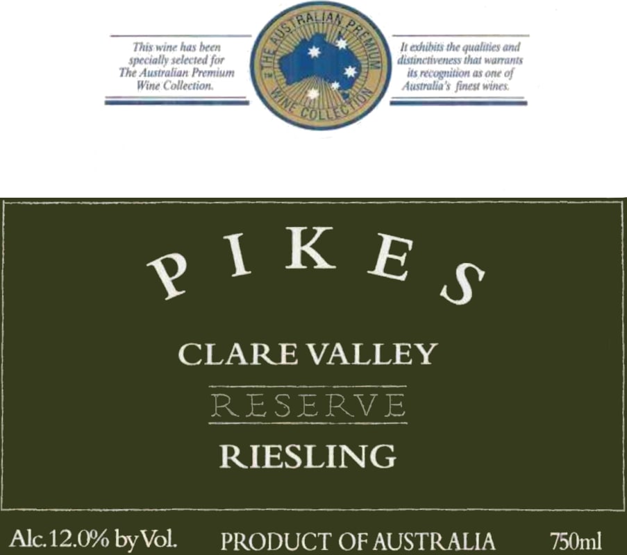 Pikes Reserve Riesling 2013 Front Label