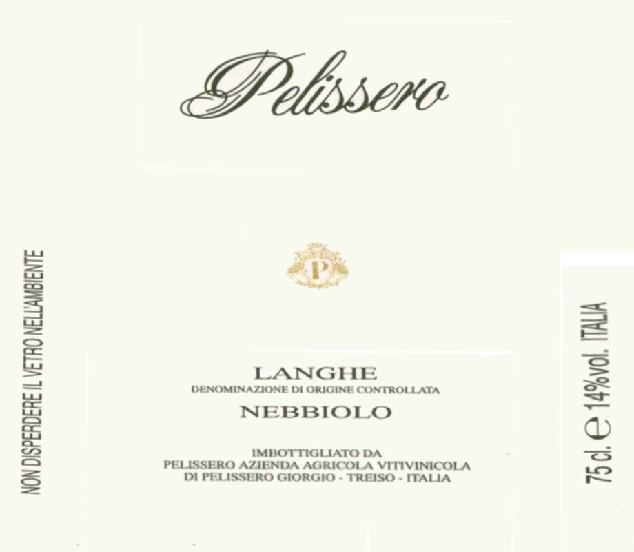 Pelissero Langhe Nebbiolo 2011 Front Label
