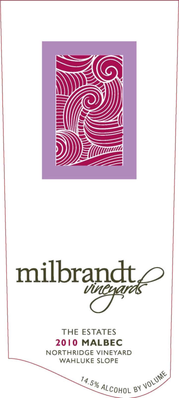 Milbrandt The Estates Malbec 2010 Front Label