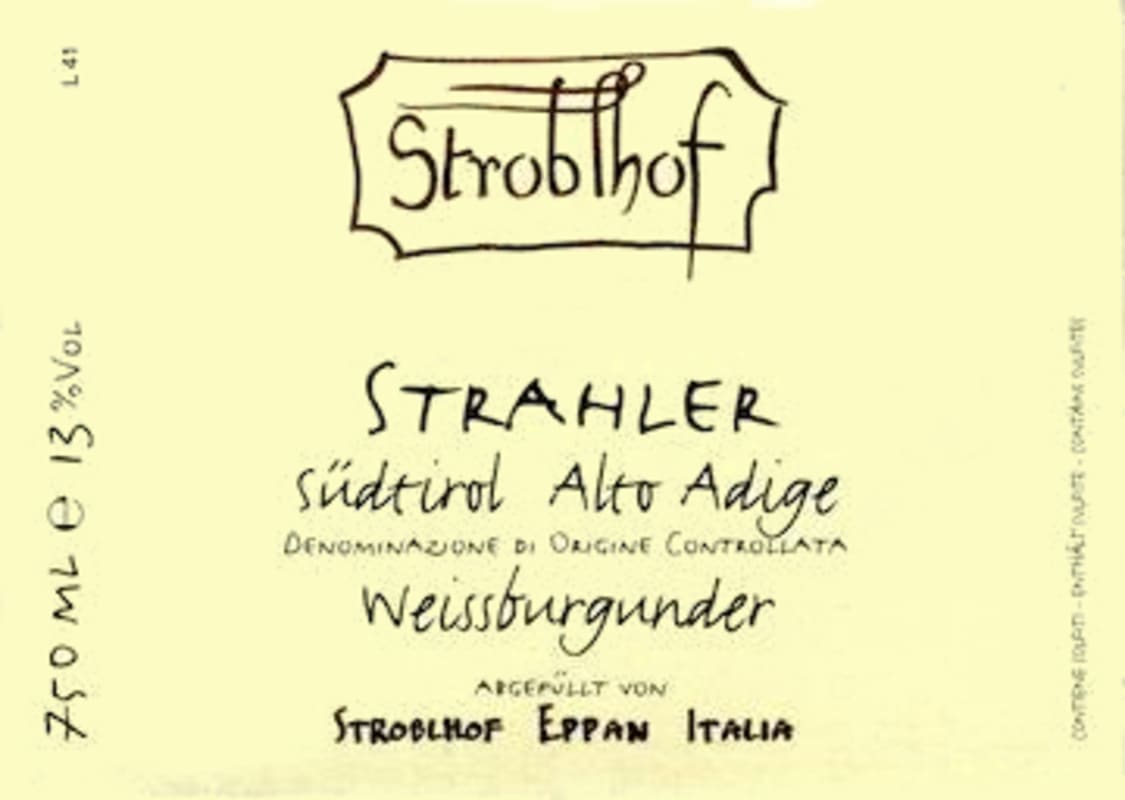 Stroblhof Sudtirol Alto Adige Strahler Weissburgunder 2011 Front Label