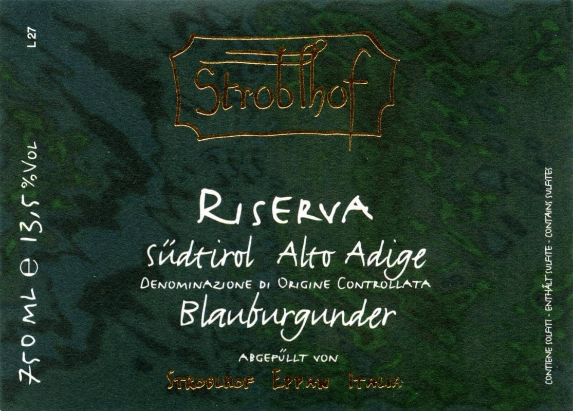 Stroblhof Sudtirol Alto Adige Riserva Blauburgunder 2010 Front Label