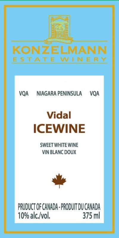 Konzelmann Vidal Icewine 2012 Front Label