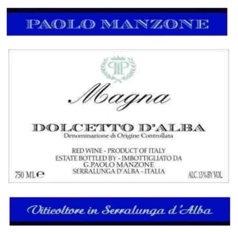 Paolo Manzone Dolcetto d'Alba Magna 2014 Front Label