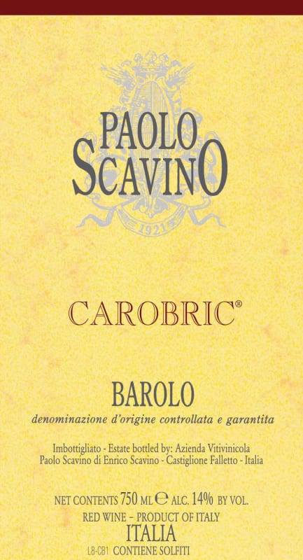 Paolo Scavino Barolo Carobric 2008 Front Label