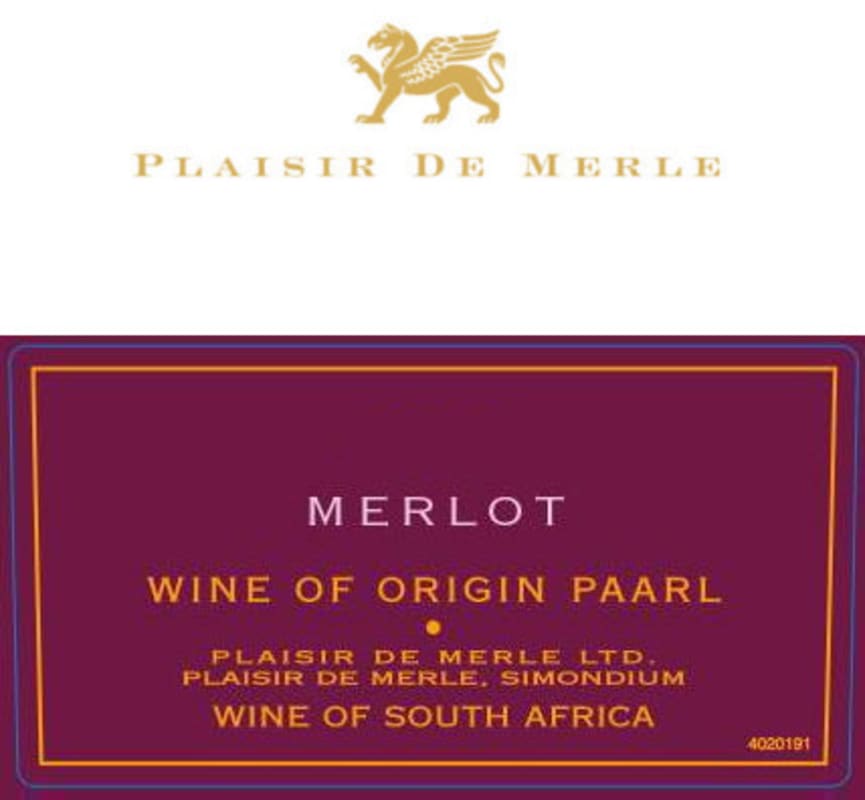 Plaisir de Merle Merlot 2013 Front Label
