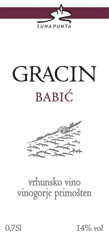 Suha Punta Gracin Babic 2012 Front Label