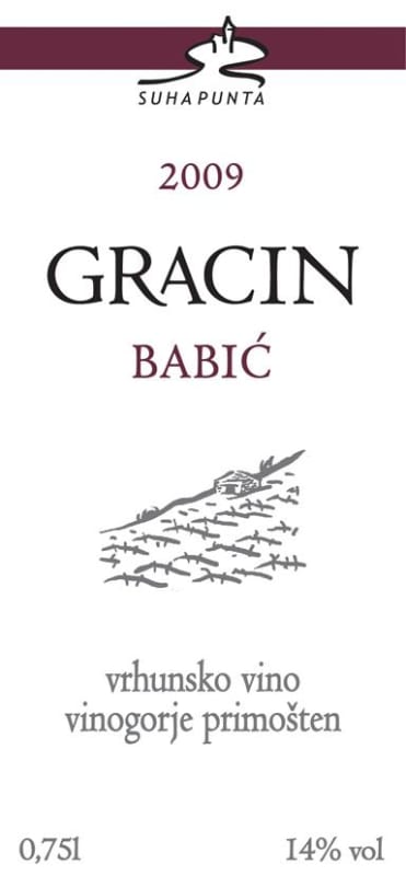 Suha Punta Gracin Babic 2009 Front Label
