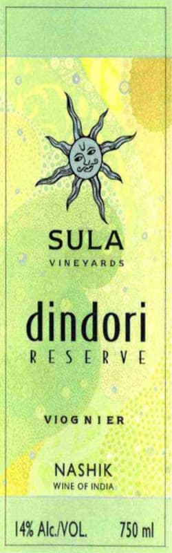 Sula Vineyards Dindori Reserve Viognier 2015 Front Label