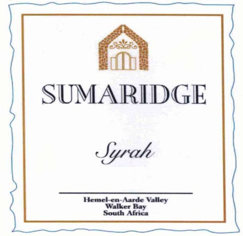 Sumaridge Walker Bay Syrah 2006 Front Label