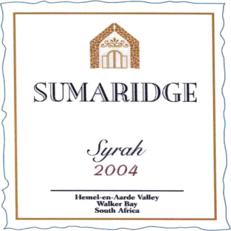 Sumaridge Walker Bay Syrah 2004 Front Label