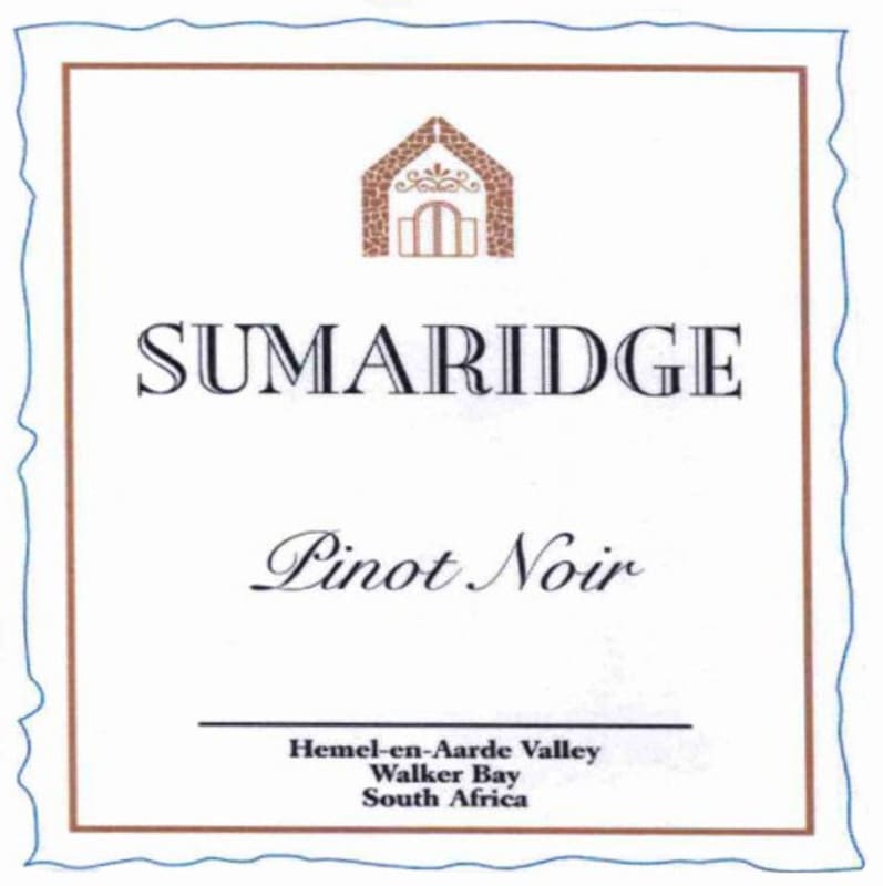 Sumaridge Walker Bay Pinot Noir 2010 Front Label
