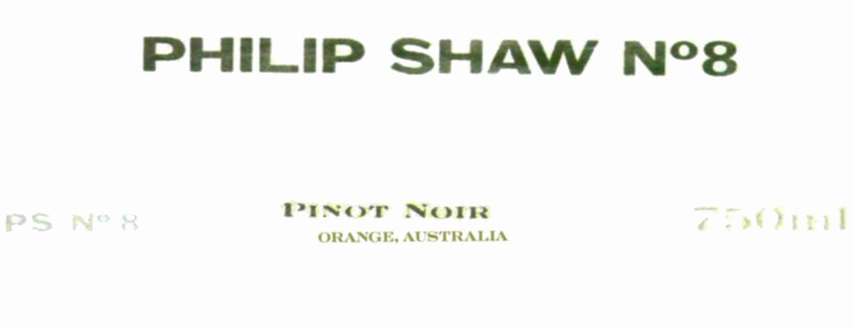 Philip Shaw No 8 Pinot Noir 2012 Front Label