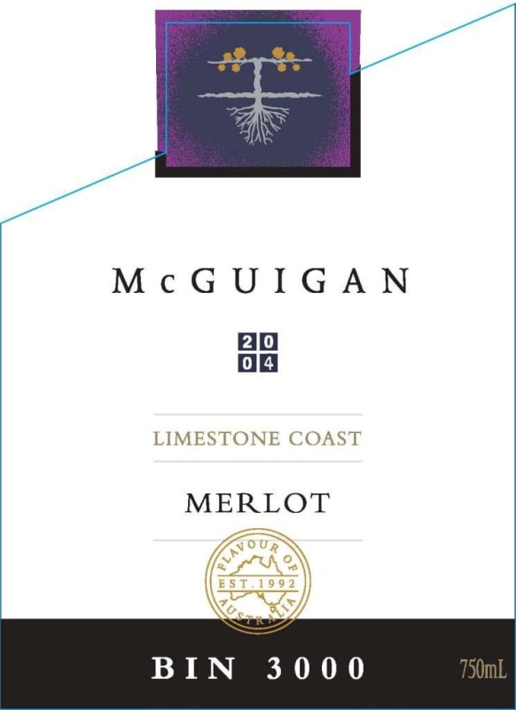 McGuigan Brothers Bin 3000 Merlot 2004 Front Label