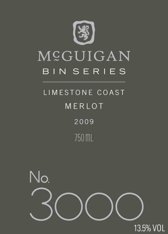 McGuigan Brothers Bin 3000 Merlot 2009 Front Label