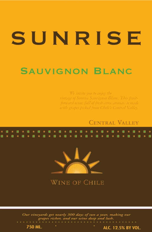 Sunrise Wine Sauvignon Blanc 2013 Front Label