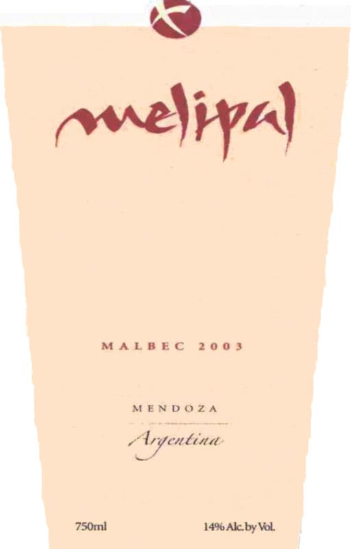 Melipal Malbec 2003 Front Label
