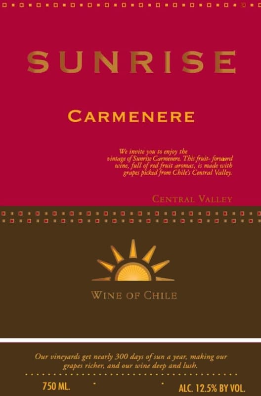 Sunrise Wine Carmenere 2011 Front Label