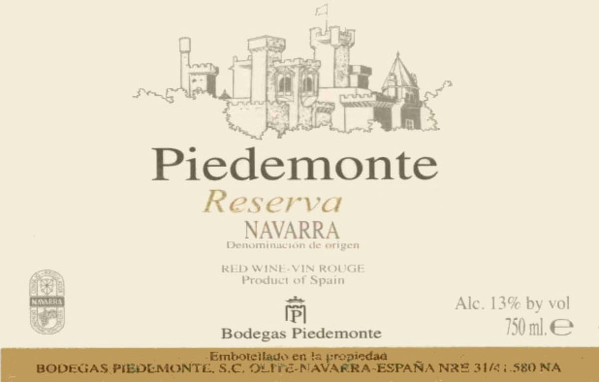 Piedemonte Navarra Riserva 2005 Front Label