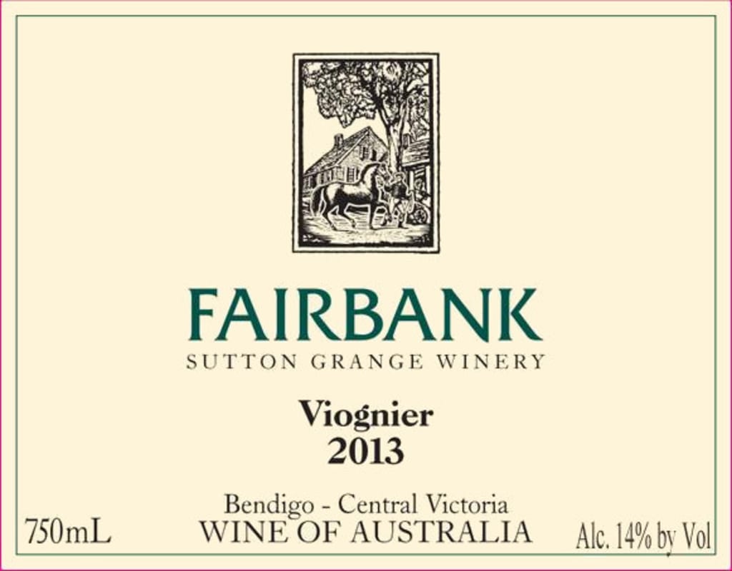 Sutton Grange Winery Fairbank Viognier 2013 Front Label