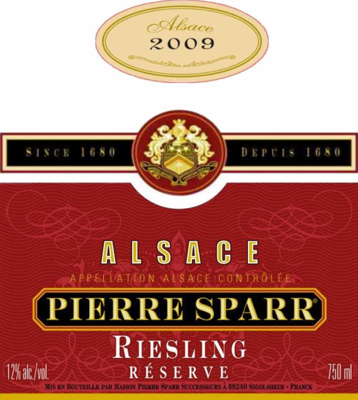 Pierre Sparr Reserve Riesling 2009 Front Label