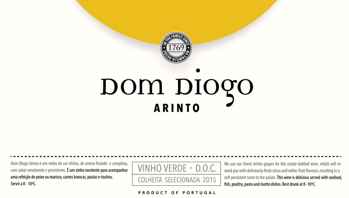 Quinta da Raza Dom Diogo Arinto 2015 Front Label