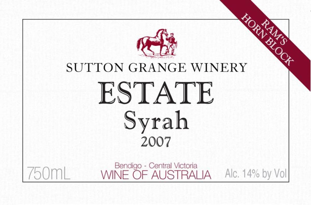 Sutton Grange Winery Ram's Horn Block Estate Syrah 2007 Front Label