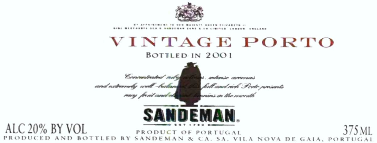 Sandeman Vau Vintage Port 2000 Front Label
