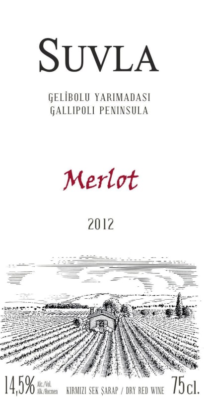 Suvla Winery Merlot 2012 Front Label