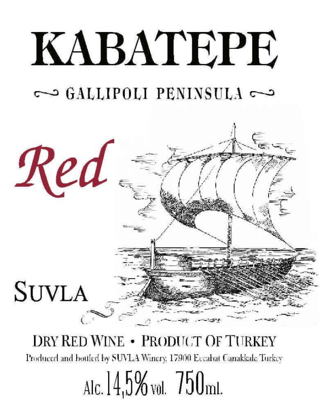 Suvla Winery Kabatepe Red 2012 Front Label