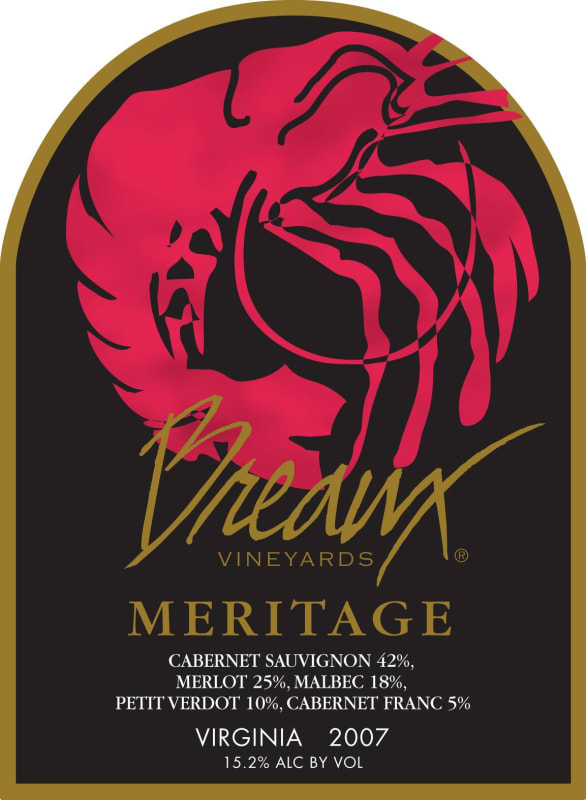 Breaux Vineyards Meritage 2007 Front Label
