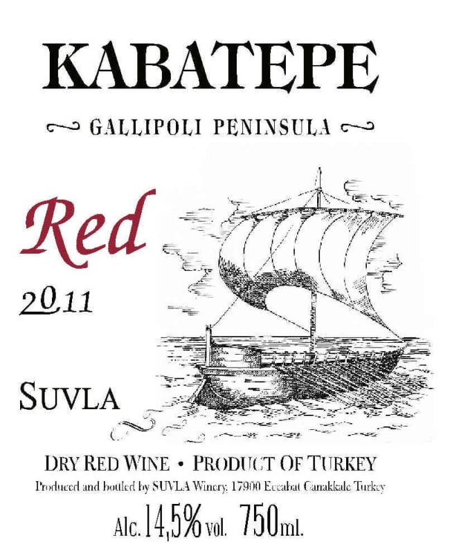 Suvla Winery Kabatepe Red 2011 Front Label