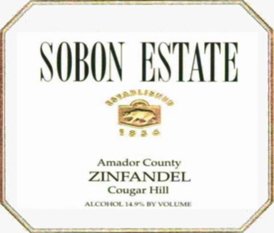 Sobon Estate Cougar Hill Zinfandel 2012 Front Label