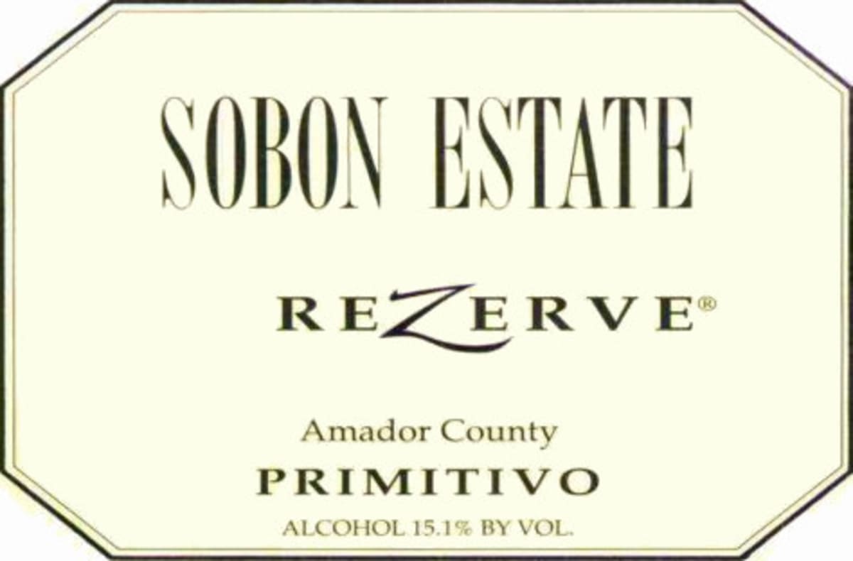 Sobon Estate Rezerve Primitivo 2012 Front Label