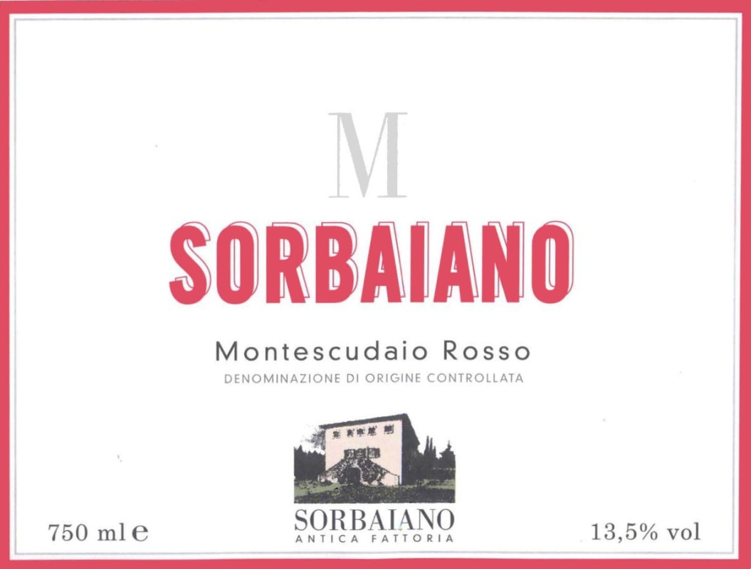 Sorbaiano Montescudaio Rosso 2014 Front Label