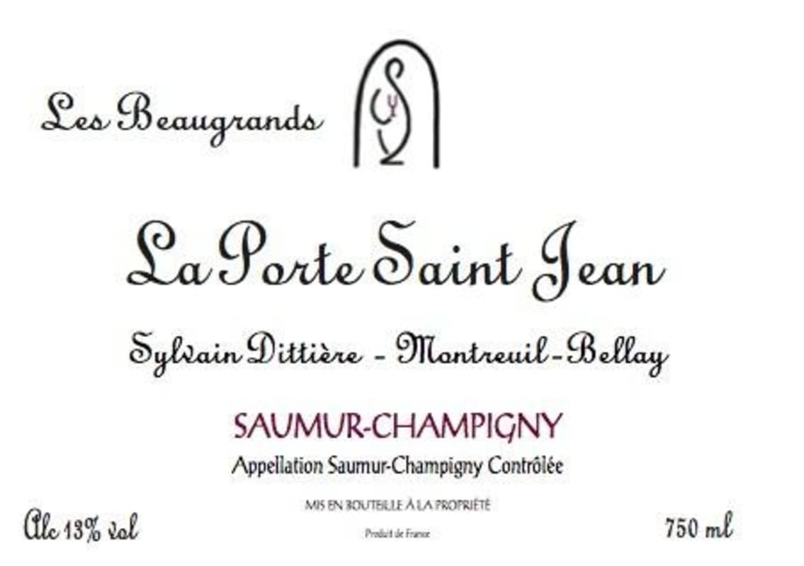 Sylvain Dittiere Saumur-Champigny La Porte Saint Jean Les Beaugrands 2012 Front Label