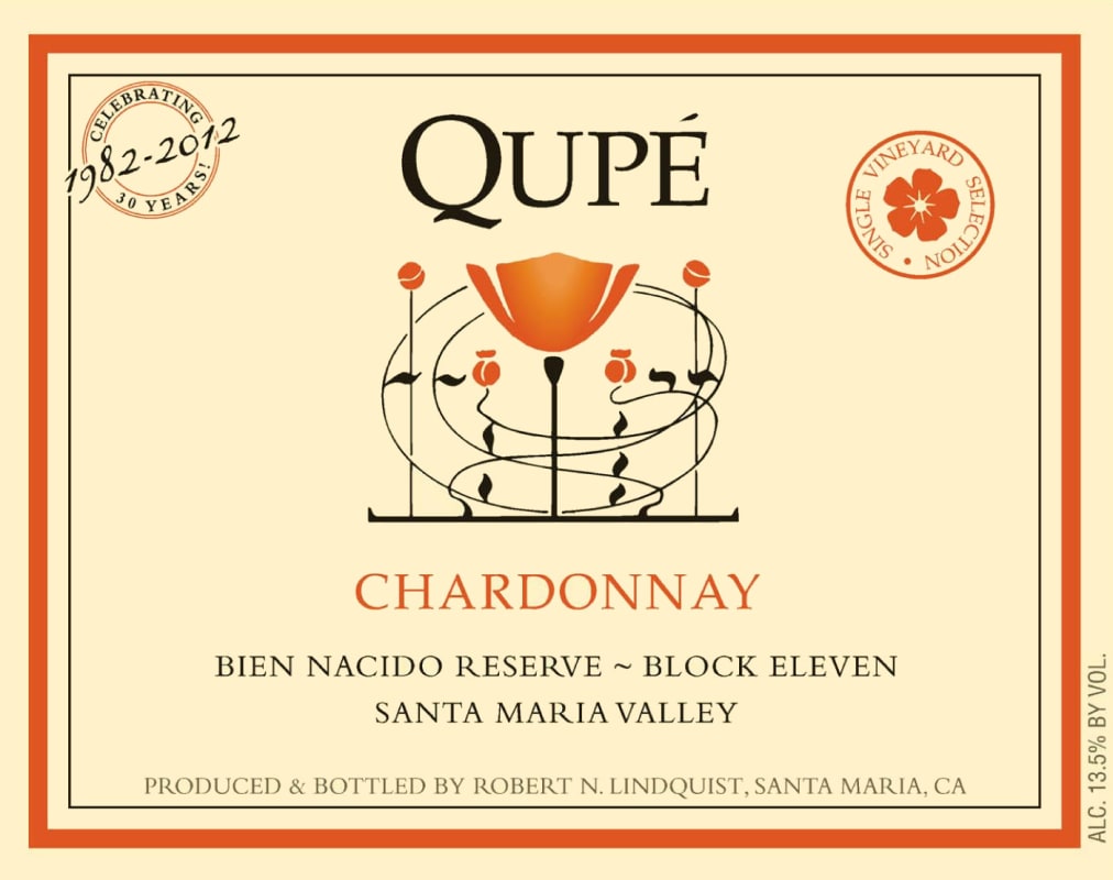 Qupe Bien Nacido Reserve Block Eleven Chardonnay 2011 Front Label