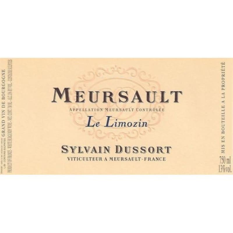 Sylvain Dussort Meursault Le Limozin 2014 Front Label