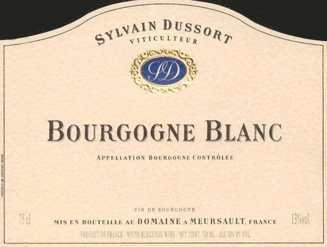 Sylvain Dussort Bourgogne Blanc 2012 Front Label