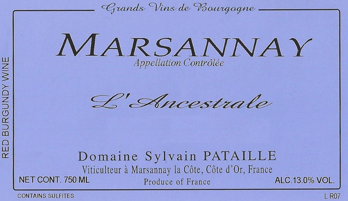Sylvain Pataille Marsannay L'Ancestrale 2013 Front Label
