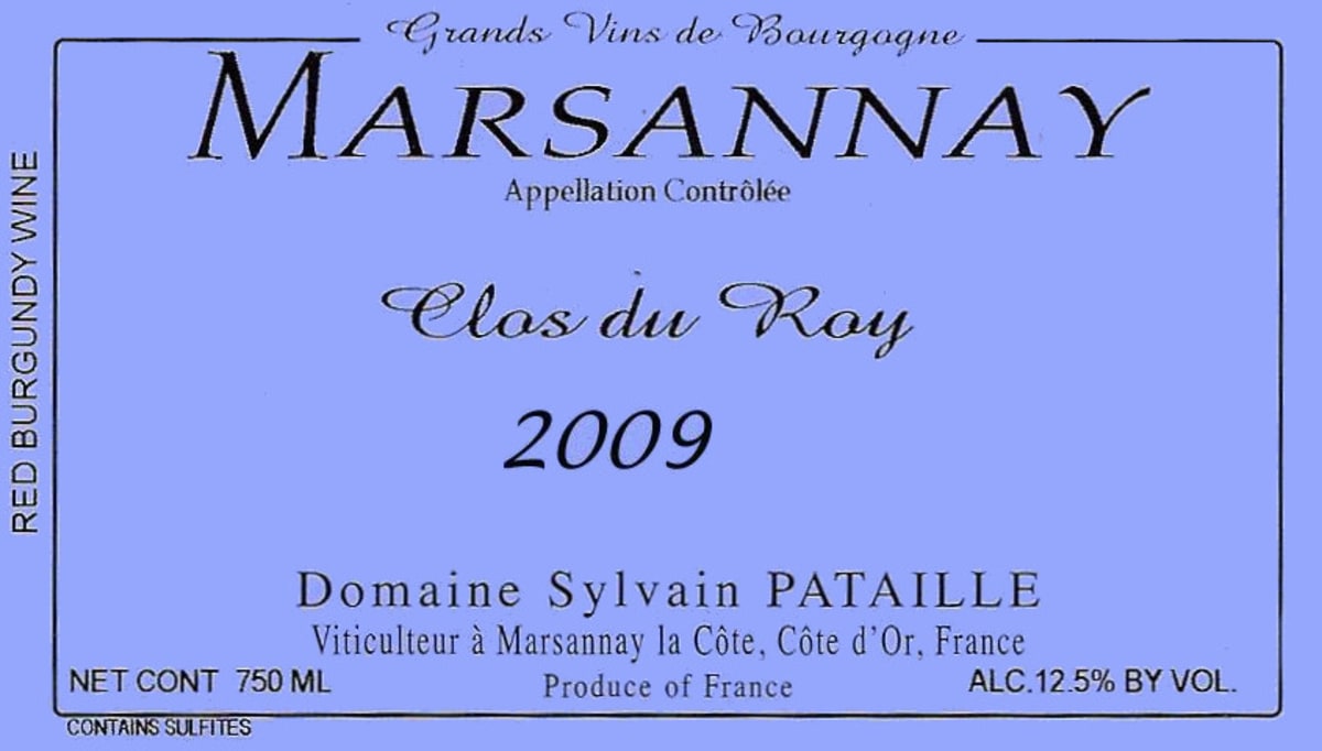 Sylvain Pataille Marsannay Clos du Roy 2009 Front Label