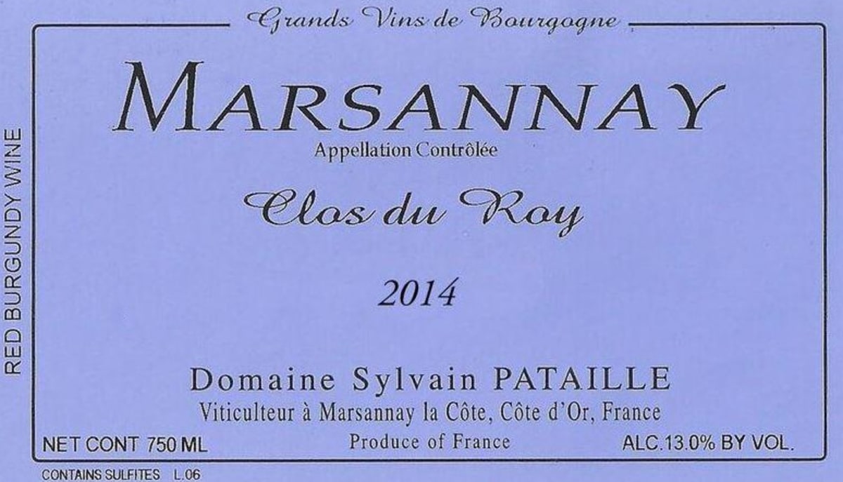 Sylvain Pataille Marsannay Clos du Roy 2014 Front Label
