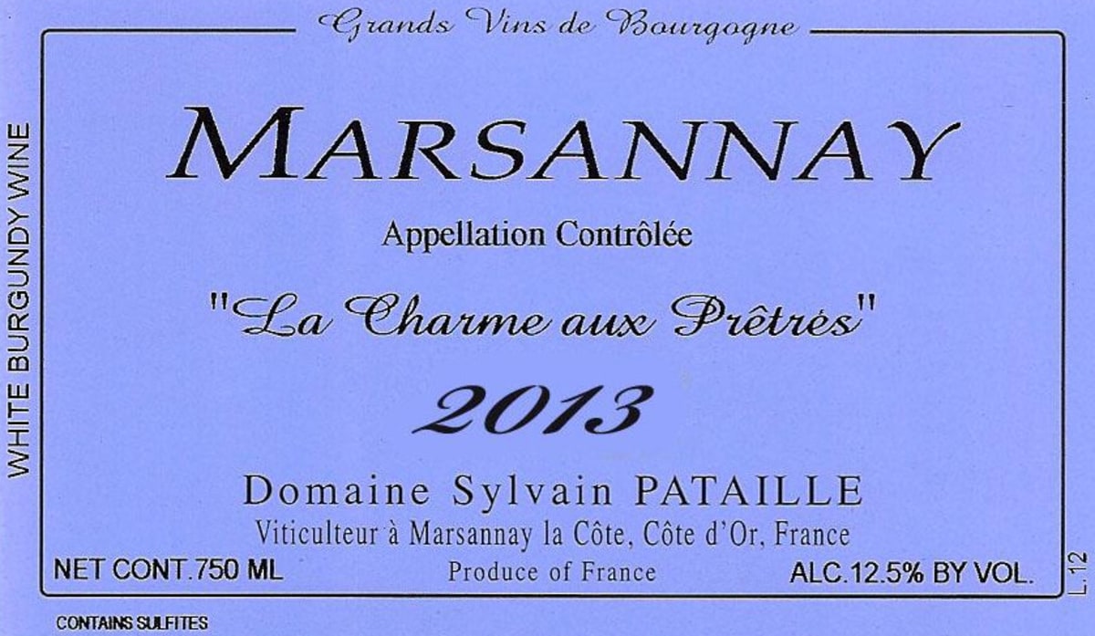 Sylvain Pataille Marsannay La Charme aux Pretres Blanc 2013 Front Label
