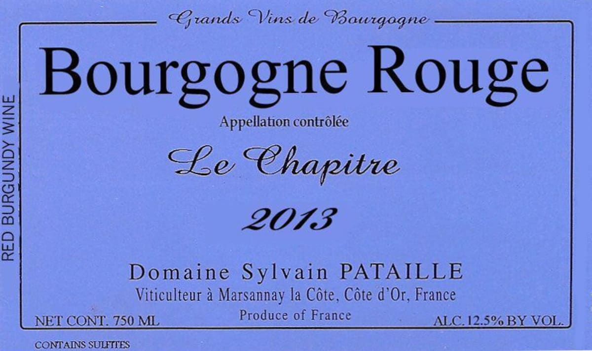 Sylvain Pataille Le Chapitre Bourgogne Rouge 2013 Front Label