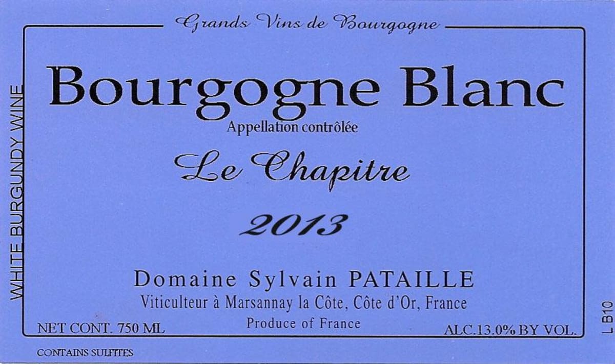 Sylvain Pataille Le Chapitre Bourgogne Blanc 2013 Front Label