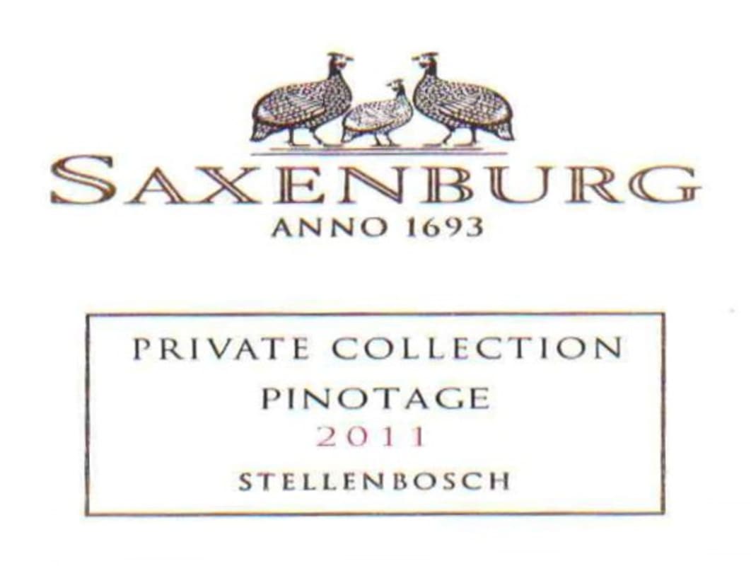 Saxenburg Private Collection Pinotage 2011 Front Label