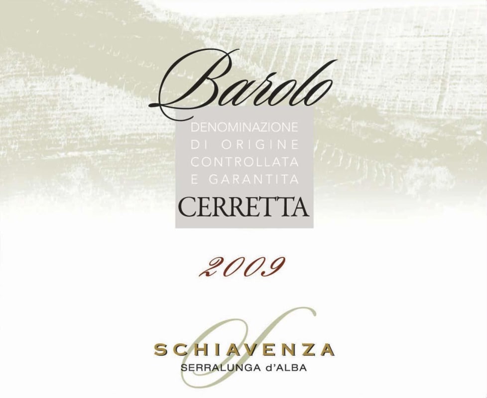 Schiavenza Barolo Cerretta 2009 Front Label