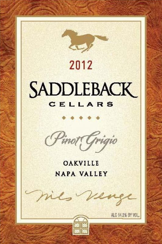 Saddleback Pinot Grigio 2012 Front Label