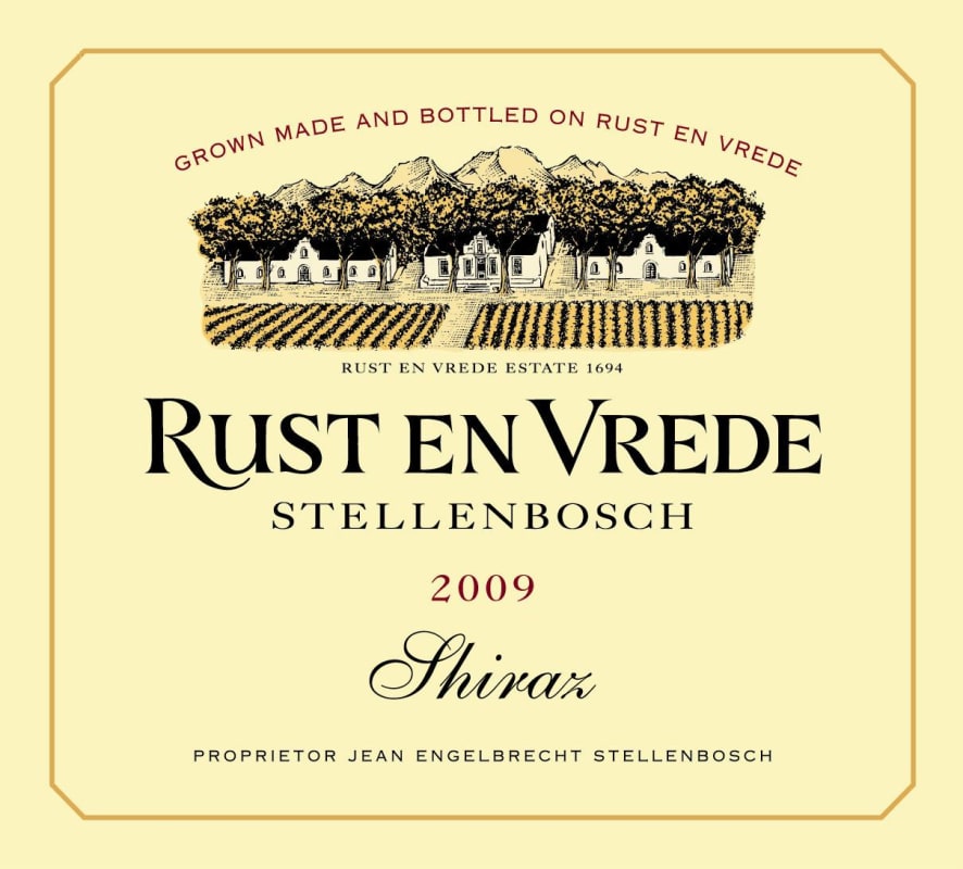 Rust en Vrede Syrah 2009 Front Label