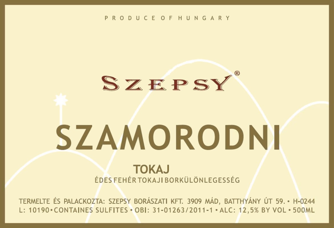 Szepsy Szamorodni 2009 Front Label